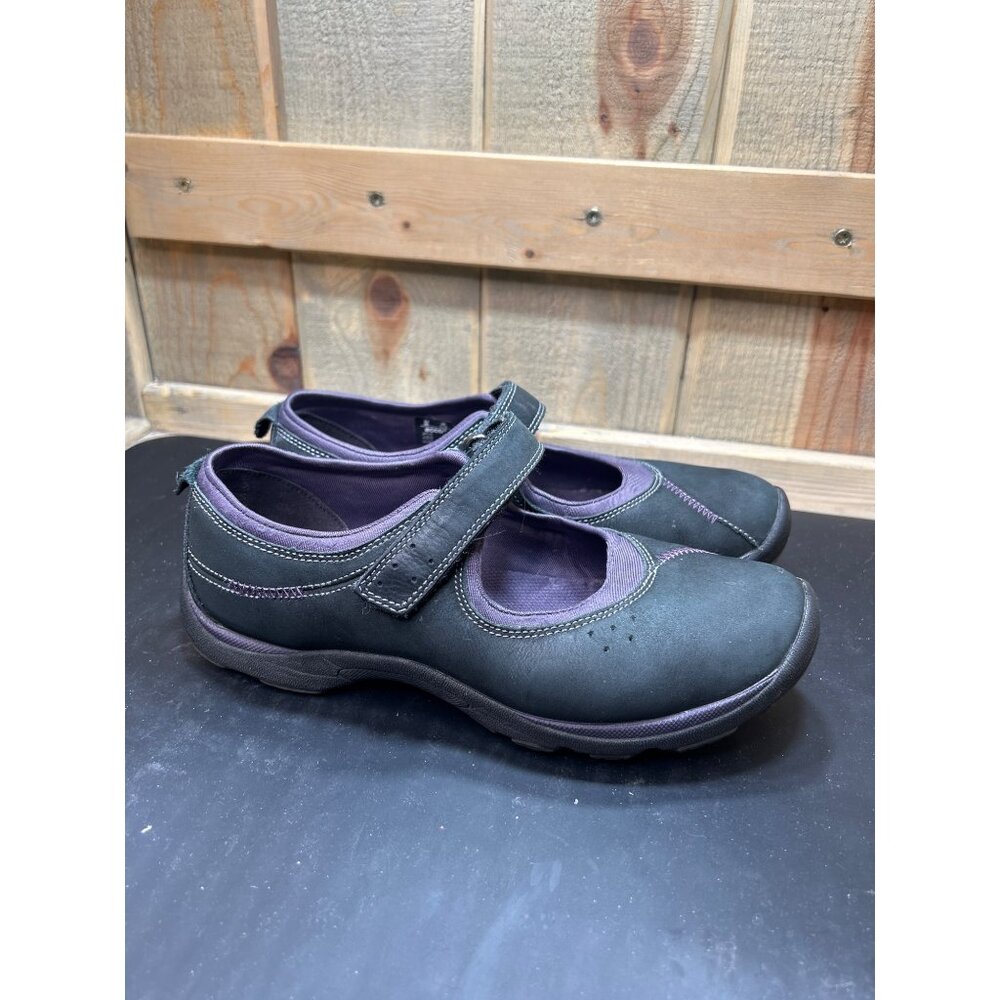 Ecco Womens Mary Jane Shoes Size 7-7.5 US EU 38L Black & Purple Leather Casual